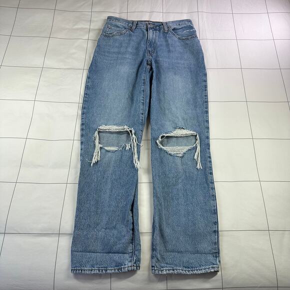 Levi's Jeans Womens 27 Blue '94 Baggy Medium Wash Ripped Knees Distressed Denim - Picture 1 of 12
